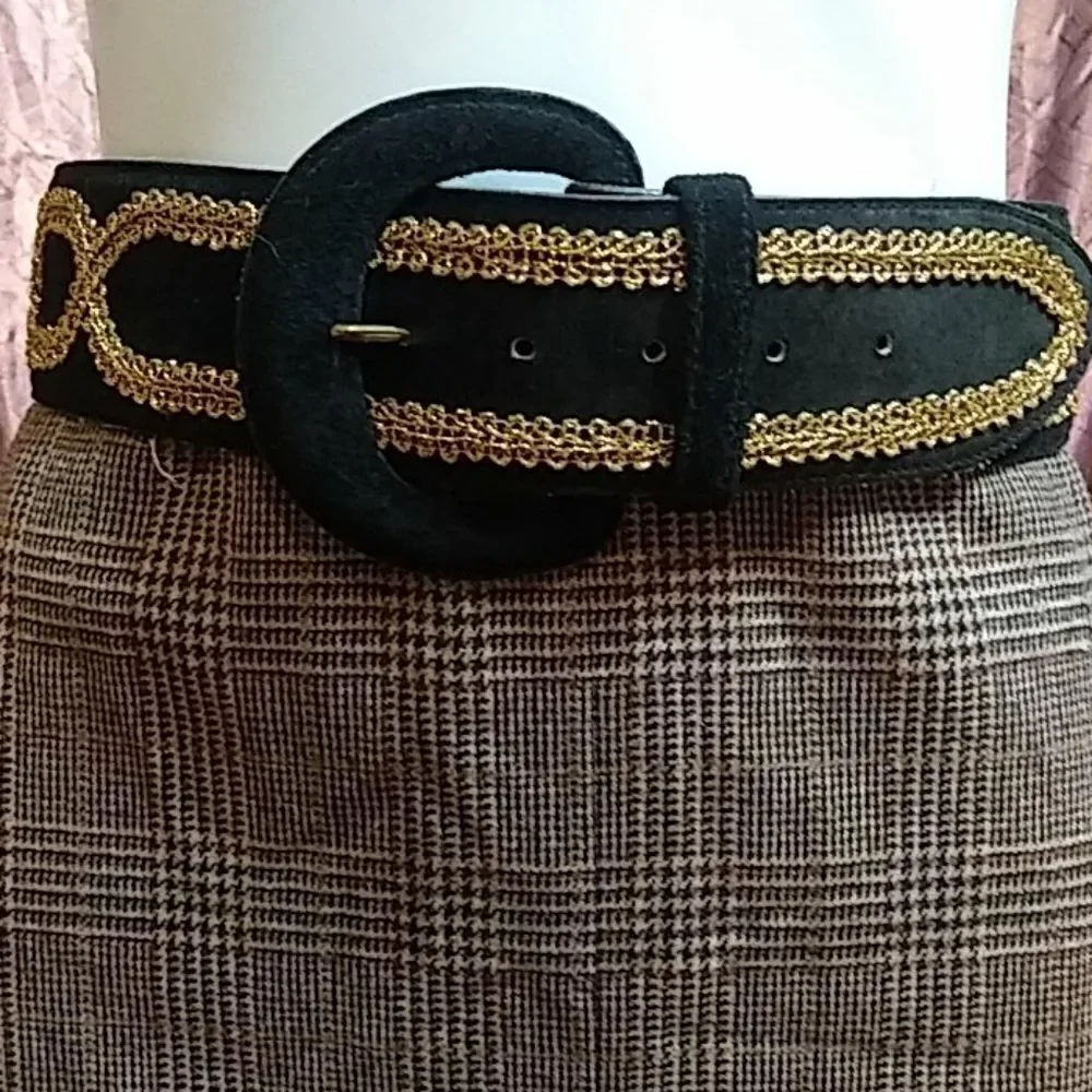Vintage  genuine suede leather belt